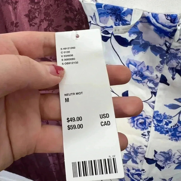 NWT UO Purple Floral Cowl Neck Mini Dress Size M - Picture 6 of 7